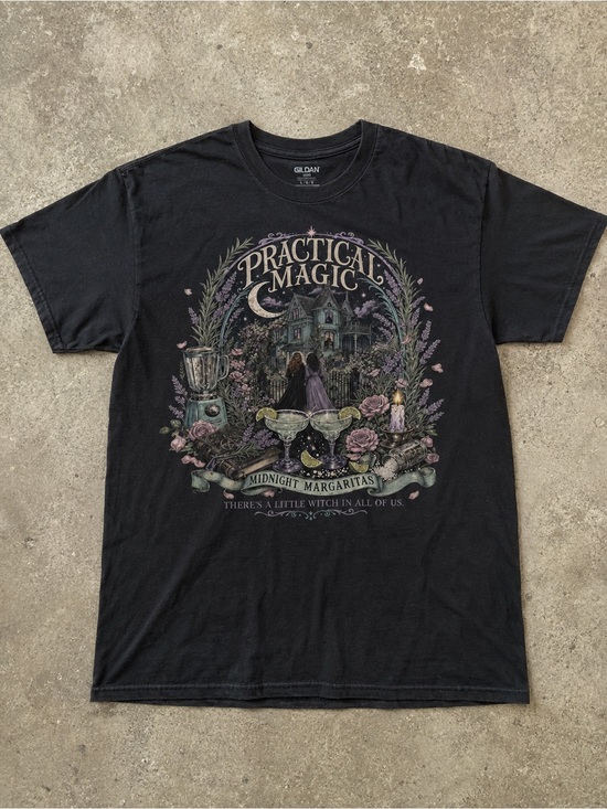 Gildan Tops - 'Practical Magic' Midnight Margaritas Graphic T-shirt Black Witchy Movie Tee
